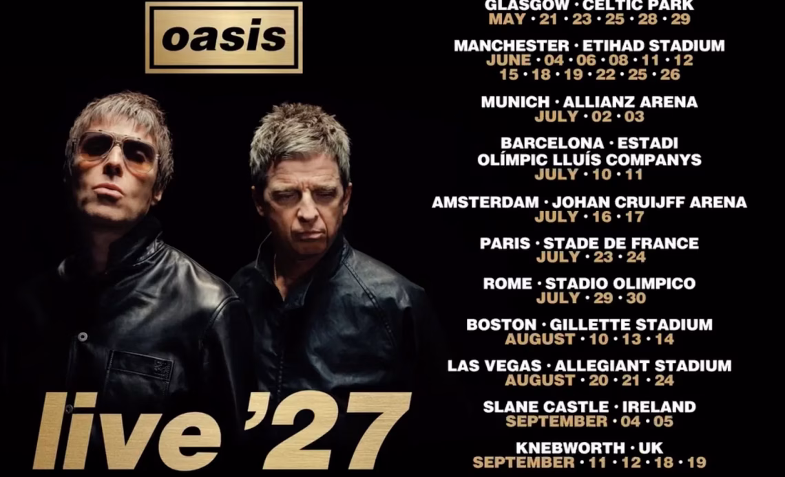 Oasis anuncia 36 shows em 2027, mas Brasil fica no vácuo 1 IBAGEM OASIS